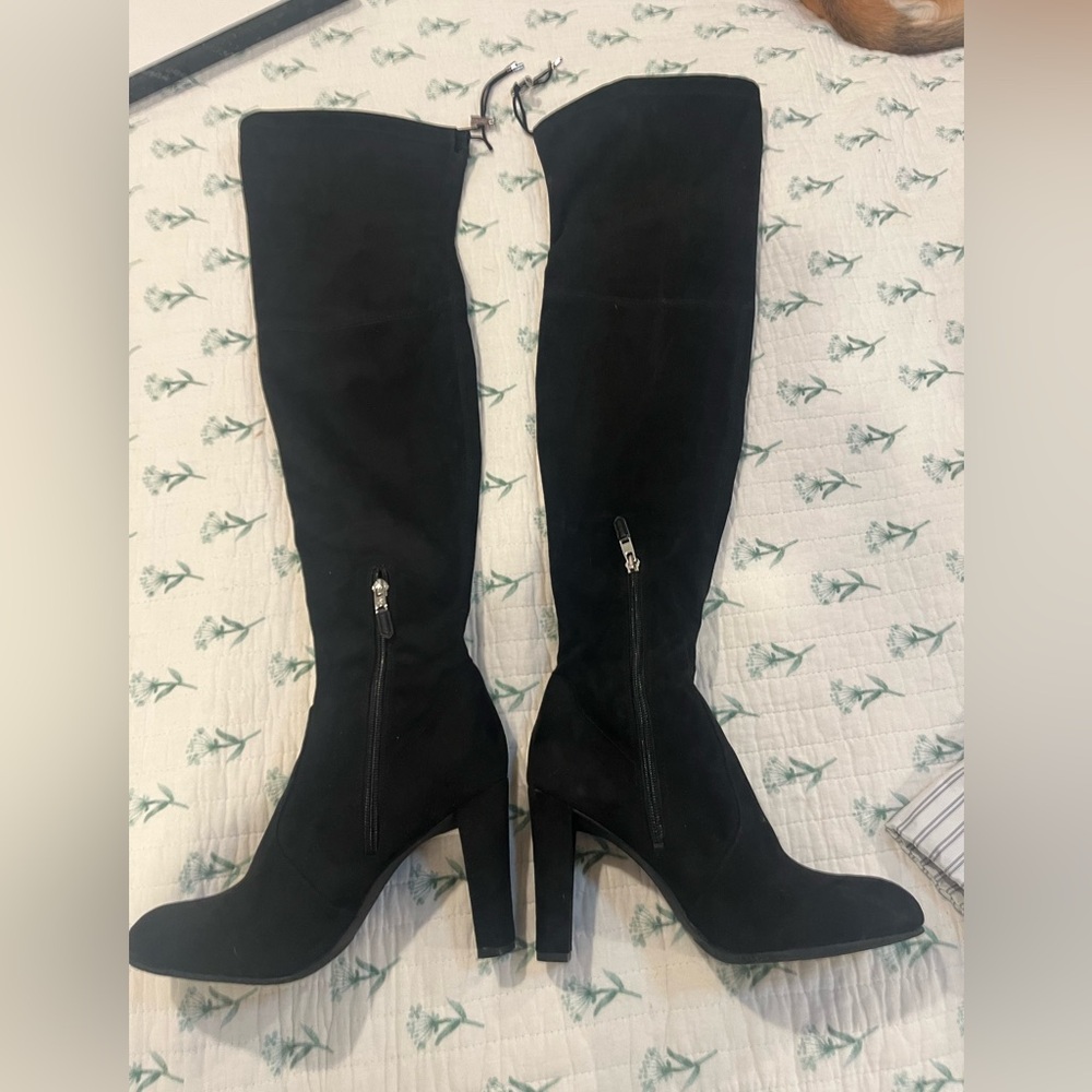 Sam Edelman 'Kent' Over the Knee High Heal Boot, Black Suede Size 7 1/2- Women's